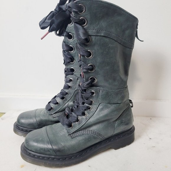 Dr. Martens Shoes - Dr. Martens Dark Green Lace-Up Combat Boots